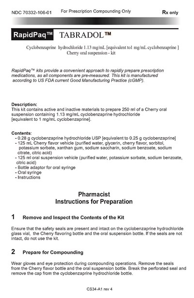 Tabradol (pharmacist instructions page 1)